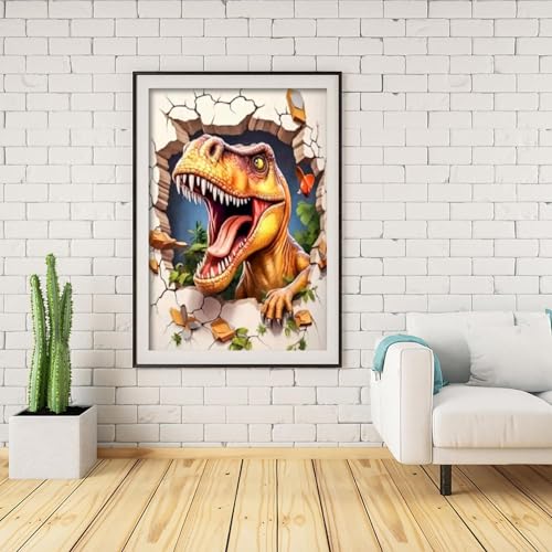 BOHADIY Dinosaur Diamond Art Painting Kits for Adults, Full Drill Diamond Dots Paintings for Beginners, Round 5D Paint with Diamonds Pictures Gem Art Painting Kits DIY Crafts Kits 12x16inch - Image 3