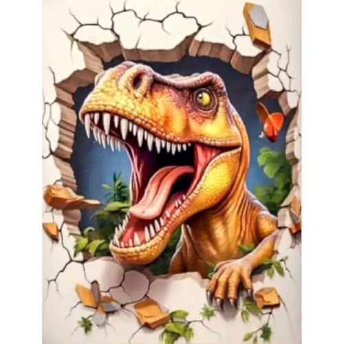 BOHADIY Dinosaur Diamond Art Painting Kits for Adults, Full Drill Diamond Dots Paintings for Beginners, Round 5D Paint with Diamonds Pictures Gem Art Painting Kits DIY Crafts Kits 12x16inch - Image 1