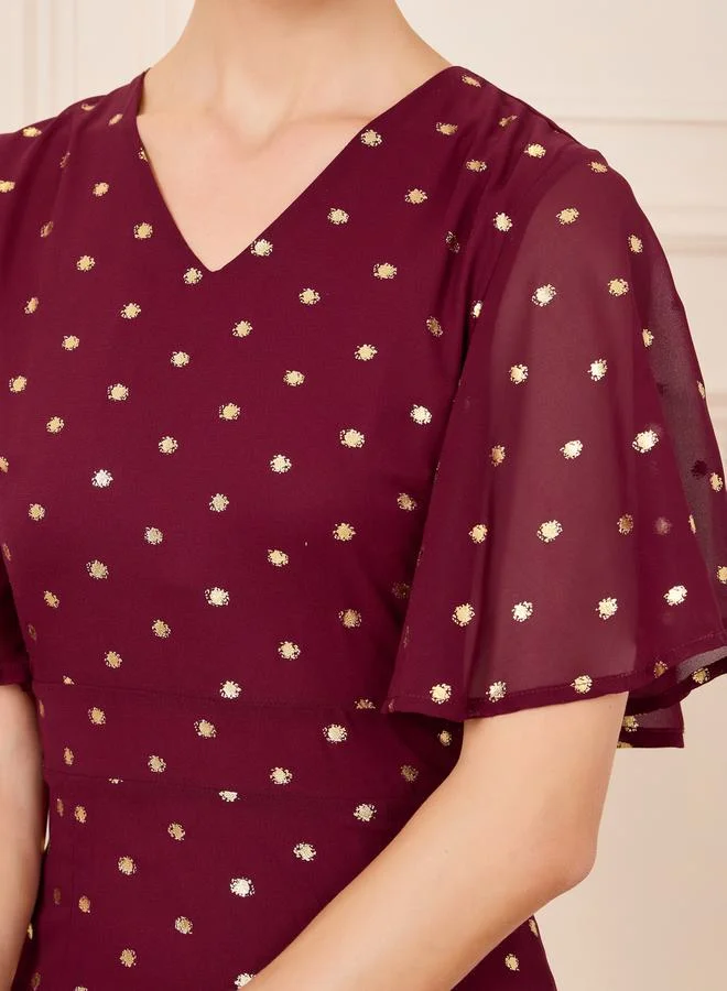 Styli Polka Dot Midi Dress