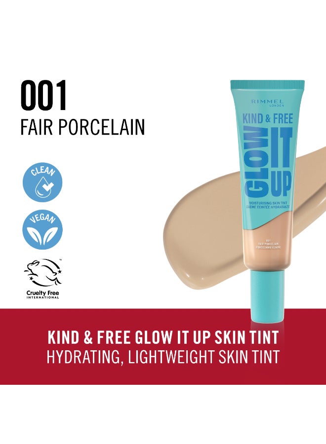 RIMMEL LONDON Kind And Free Glow It Up Moisturising Skin Tint - 001 - Fair Porcelain, 30Ml - Image 2