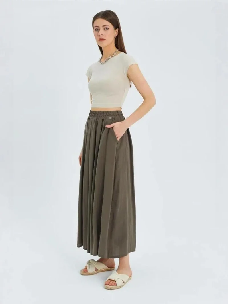 MixRay Mixray High-Waisted Long Skirt with Pockets