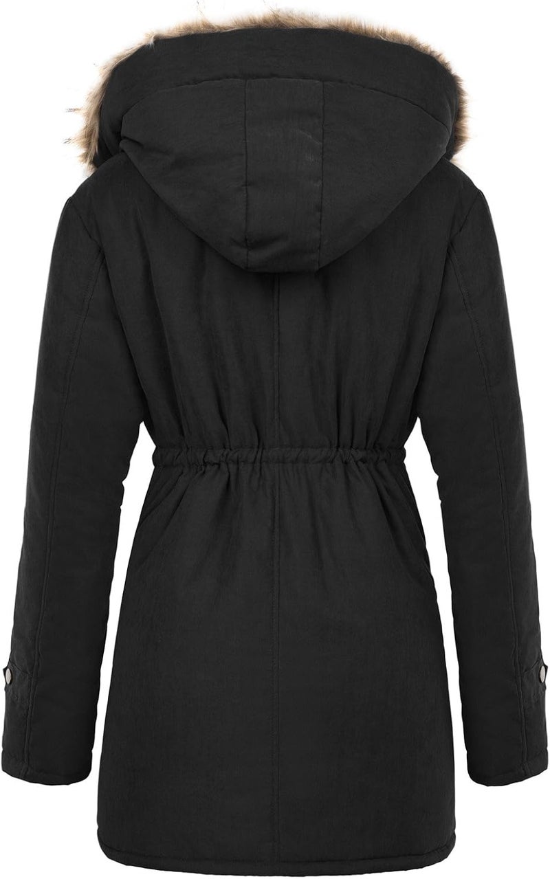 GRACE KARIN Women's Hooded Fleece Lined Winter Parka Jacket - Image 2