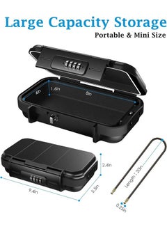 L&E Portable Safe Box,Waterproof Anti-Theft Mini Travel Safe Box with Removable Chain,Combination Security Case LockBox with Code Portable Lock Box for Dorm,Beach,Hotel,Office(black)  - Image 3