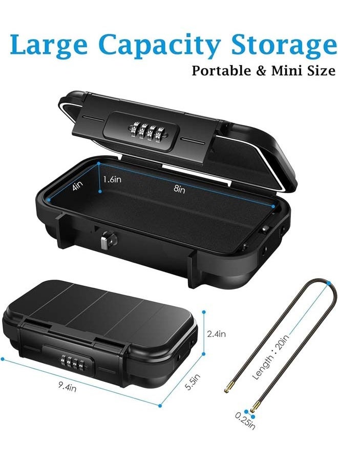 L&E Portable Safe Box,Waterproof Anti-Theft Mini Travel Safe Box with Removable Chain,Combination Security Case LockBox with Code Portable Lock Box for Dorm,Beach,Hotel,Office(black)  - Image 3
