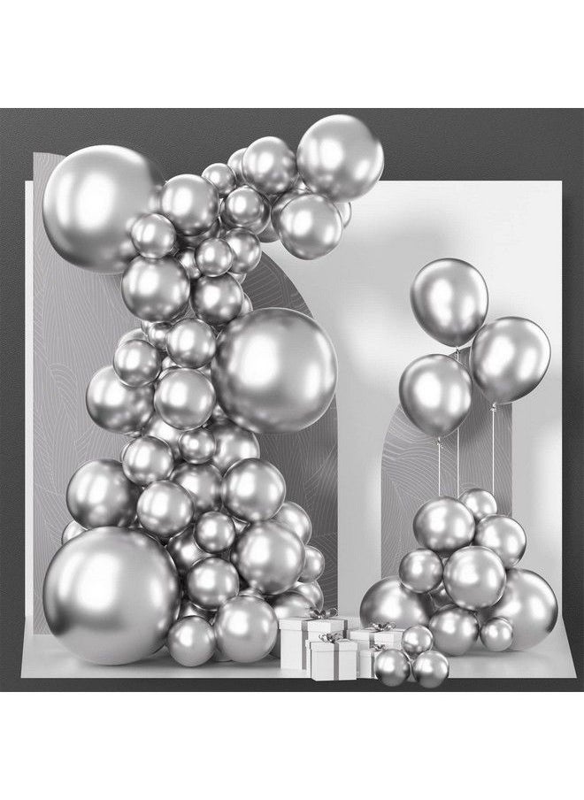 PartyWoo Metallic Silver Balloons 85 Pcs Silver Balloons Different Sizes Pack Of 18 Inch 12 Inch 10 Inch 5 Inch For Balloon Garland As Birthday Decorations Wedding Decorations Party Decorations  - Image 2