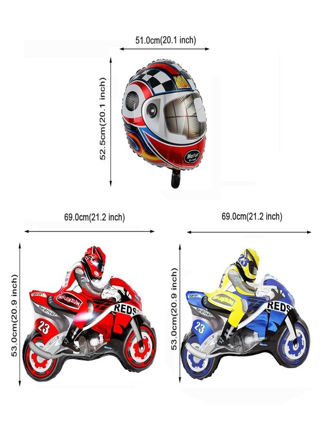 Morndew 3 PCS Motorcycles and Helmet Foil Balloons for Kids Sport Themed Party Birthday Party Baby Shower Wedding Party Decorations - Image 2