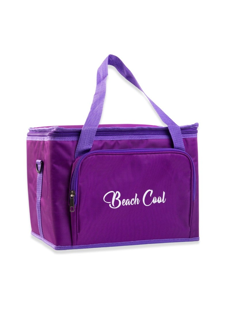 بيتش كول حقيبة مبطنة وعالية الجودة لتخزين المواد الساخنة والباردة مع حزام قابل للتعديل (35 لتر) - بنفسجي - Image 1