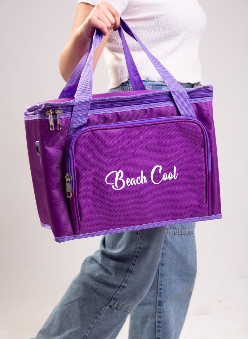 بيتش كول حقيبة مبطنة وعالية الجودة لتخزين المواد الساخنة والباردة مع حزام قابل للتعديل (35 لتر) - بنفسجي - Image 2