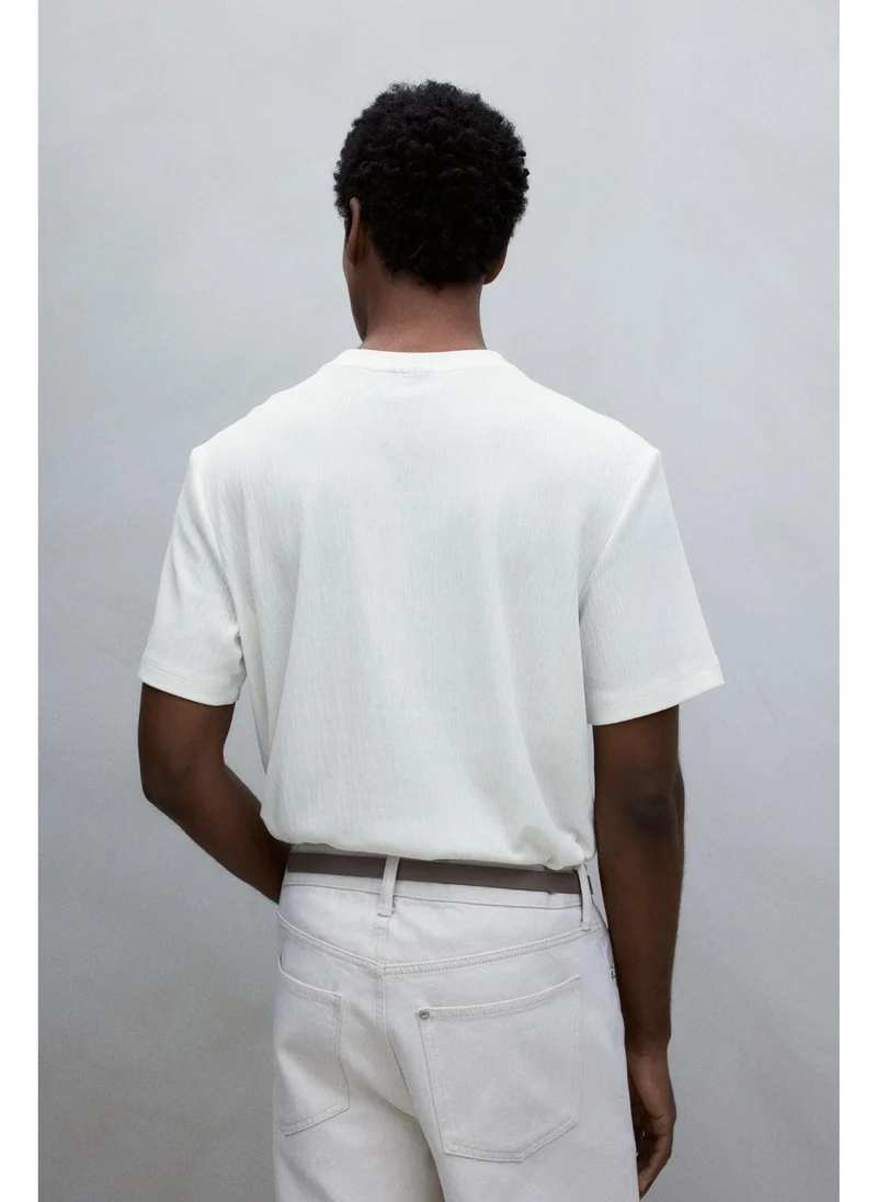 H&M Regular Fit Textured T-shirt