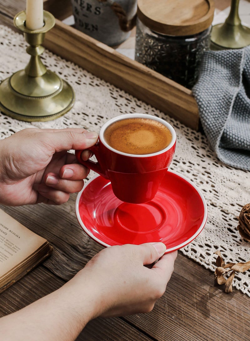 Shuer Ceramic Coffee Cup, Espresso Coffee Cup，Cup and Saucer Set Suitable for Home Office Restaurant Gifts Garden Party Home Afternoon Tea Set - Image 3