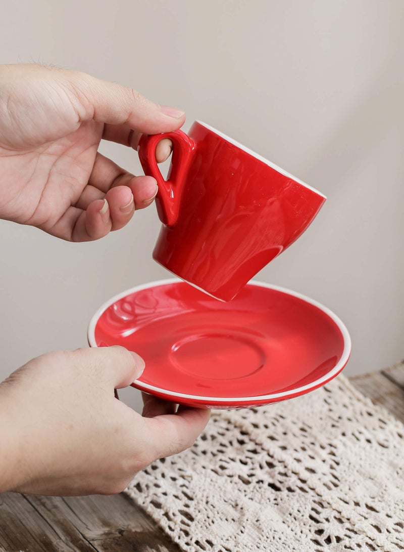 Shuer Ceramic Coffee Cup, Espresso Coffee Cup，Cup and Saucer Set Suitable for Home Office Restaurant Gifts Garden Party Home Afternoon Tea Set - Image 4
