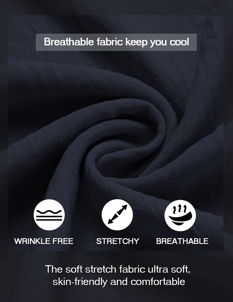 COOFANDY Men Henley Beach Shirt Short Sleeve Hippie Casual Summer Vacation T-Shirt Navy Blue - Image 4