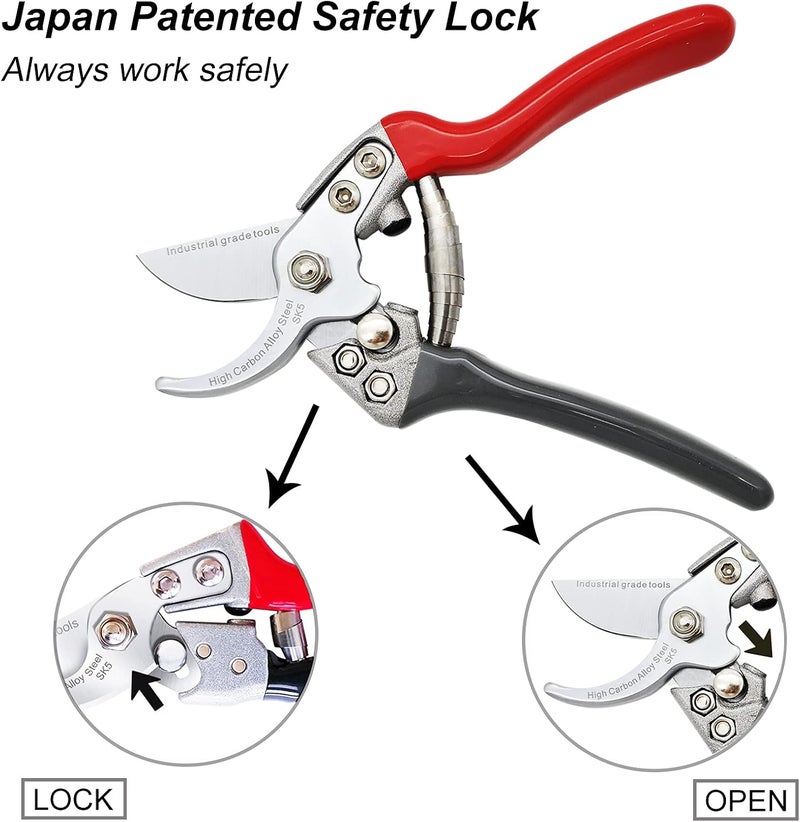 TONMA JP TONMA Pruning Shears [Made in Japan] Professional 7.5 Inch Premium Plant Garden Scissors Secateurs with Ergonomic Handle, Bypass Hand Pruners Branch Gardening Clippers for Plants - Image 5