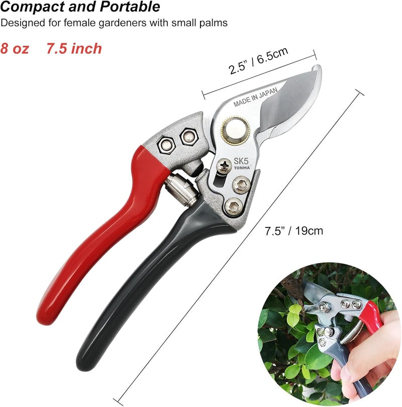 TONMA JP TONMA Pruning Shears [Made in Japan] Professional 7.5 Inch Premium Plant Garden Scissors Secateurs with Ergonomic Handle, Bypass Hand Pruners Branch Gardening Clippers for Plants - Image 4