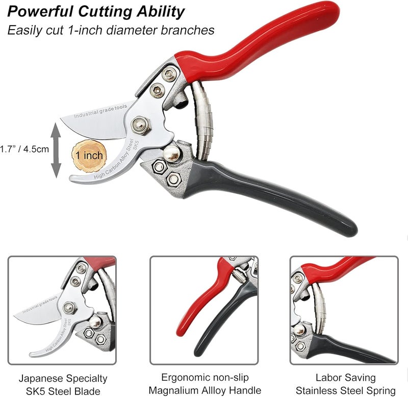 TONMA JP TONMA Pruning Shears [Made in Japan] Professional 7.5 Inch Premium Plant Garden Scissors Secateurs with Ergonomic Handle, Bypass Hand Pruners Branch Gardening Clippers for Plants - Image 3
