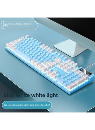 Mechanical Feel Game Backlit E-sports Office USB External Full-size Blue And White Double White Wired Keyboard-Color:Blue And White Two-color-white Moonlight Keyboard [personalized Double Spell]-single Keyboard [one-year Warranty] - pzsku/ZC1032B20CEE31BA98961Z/45/1746211172/eae109c1-13f8-4dea-a1f6-1c76c69ba90e