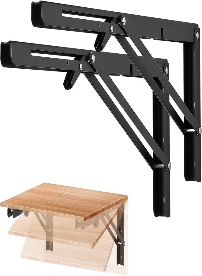 EARTHCONE Multipurpose L Shape Foldable Metal Collapsible Shelf Wall Bracket with Screws, Folding Table Floating Shelf Bracket for Open Shelving 40cm (1Pair) - Image 1