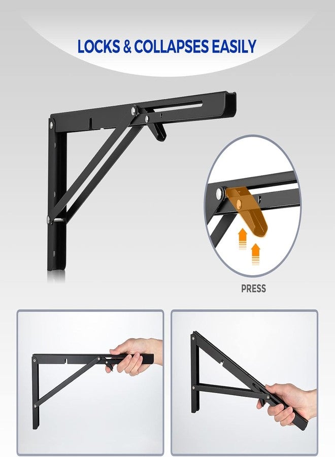 EARTHCONE Multipurpose L Shape Foldable Metal Collapsible Shelf Wall Bracket with Screws, Folding Table Floating Shelf Bracket for Open Shelving 40cm (1Pair) - Image 5