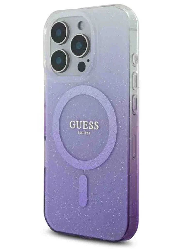 GUESS iPhone 16 Pro MagSafe Case IML Glitter Gradient Hard Cover / Slim Profile/ Easy Snap-On/ Comfortable Grip - Purple