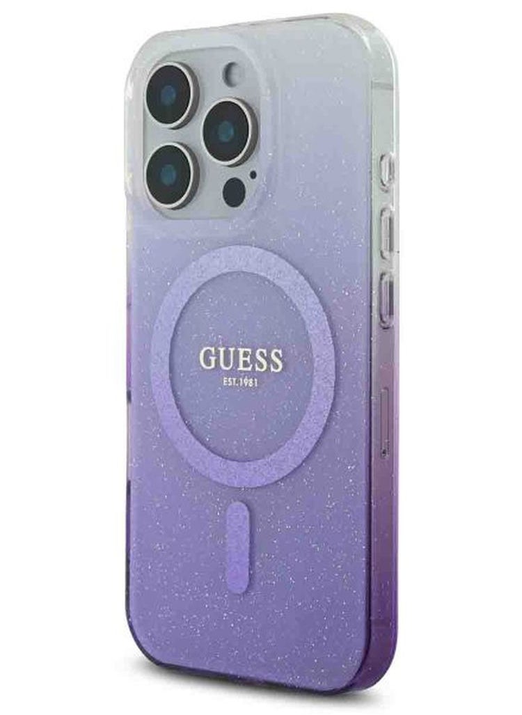 GUESS iPhone 16 Pro MagSafe Case IML Glitter Gradient Hard Cover / Slim Profile/ Easy Snap-On/ Comfortable Grip - Purple  - Image 4