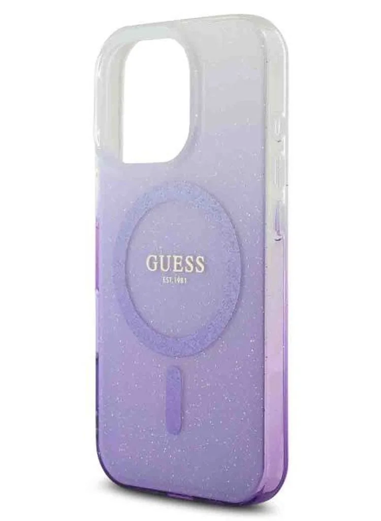 GUESS iPhone 16 Pro MagSafe Case IML Glitter Gradient Hard Cover / Slim Profile/ Easy Snap-On/ Comfortable Grip - Purple