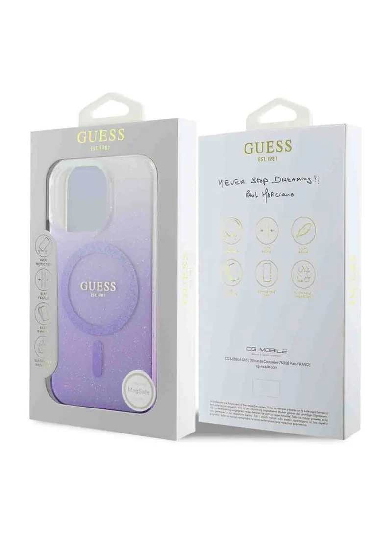 GUESS iPhone 16 Pro MagSafe Case IML Glitter Gradient Hard Cover / Slim Profile/ Easy Snap-On/ Comfortable Grip - Purple