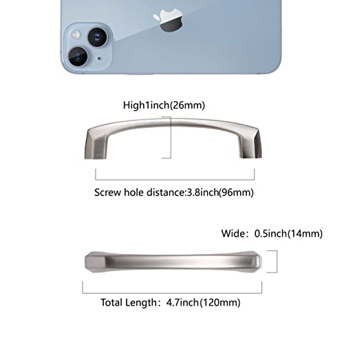 COTYKILEY 10 Pack 3.75Inch(96mm) Brushed Satin Nickel Kitchen Cabinet Handles Silver Cabinet Pulls Cabinet Door Handles Kitchen Cabinet Hardware - Image 2