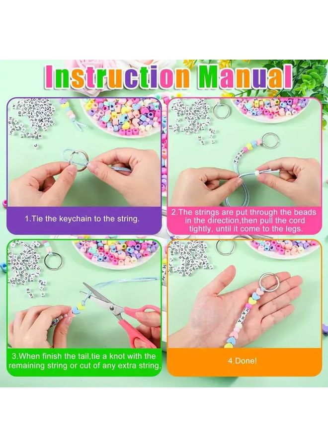 566pcs DIY Keychain Making Kit With Alphabet Beads For Name Charm Bracelet Party Favors - Image 3