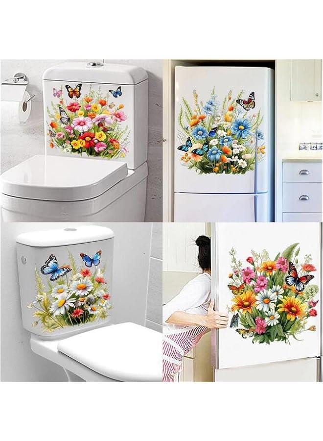 Toilet Stickers Bathroom Wall Decor Flowers Plant erflies Vinyl Sticker Wall Decals Peel and Stick Wall Stickers for Living Room Bedroom, Bathroom Self-Adhesive Toilet Seat Decals Decor - Image 4