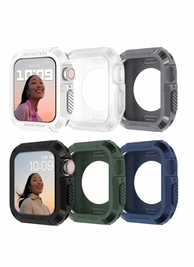 Excefore 6 Pack Case Compatible with Apple Watch Series 8/7 45mm, Rugged Protective Case Soft TPU Bumper for iWatch Bumper Scratch Resistant Full Protective 45mm Cover for iWatch Men Women, 6 Colors  - Image 1