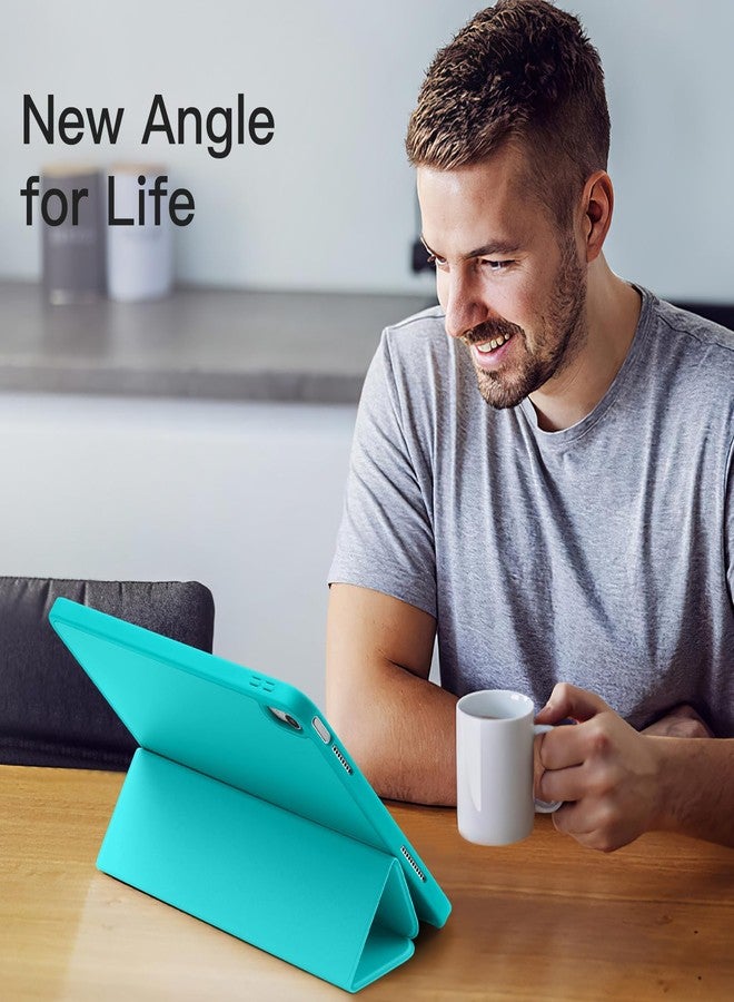 Akkerds جراب Akkerds متوافق مع iPad (A16) الجيل الحادي عشر 11 بوصة 2025، وجراب iPad الجيل العاشر 10.9 بوصة 2022 مع حامل قلم، غطاء حماية ثلاثي الطي رفيع مع ظهر TPU ناعم، لون أزرق مخضر - Image 2