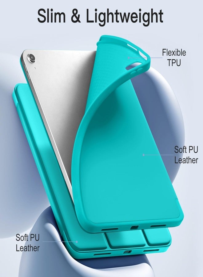 Akkerds جراب Akkerds متوافق مع iPad (A16) الجيل الحادي عشر 11 بوصة 2025، وجراب iPad الجيل العاشر 10.9 بوصة 2022 مع حامل قلم، غطاء حماية ثلاثي الطي رفيع مع ظهر TPU ناعم، لون أزرق مخضر - Image 5