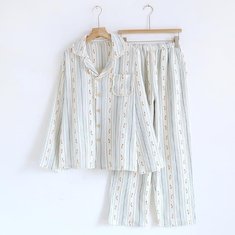 Vhitler Linen Set Coquette Womens Pajamas Set Summer Lounge Sets for Women Old Money Aesthetic (Blue02,L,Large) - Image 3