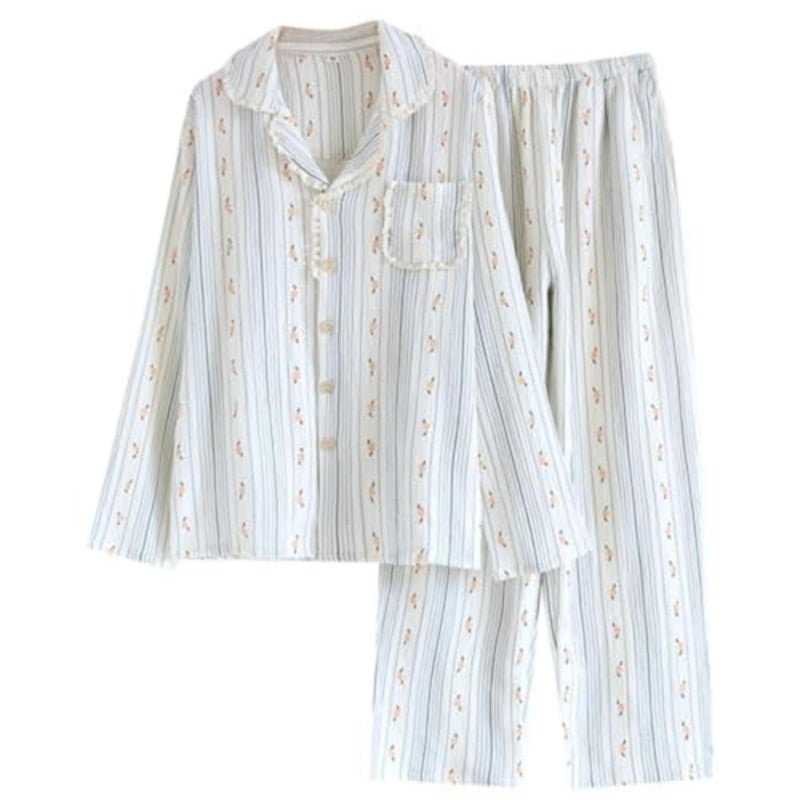 Vhitler Linen Set Coquette Womens Pajamas Set Summer Lounge Sets for Women Old Money Aesthetic (Blue02,L,Large) - Image 1