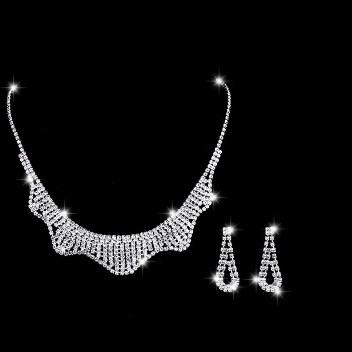 شافين Wedding Engagement Henna Drop Stone Women's Necklace Earring Set EG90