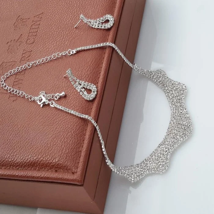 شافين Wedding Engagement Henna Drop Stone Women's Necklace Earring Set EG90