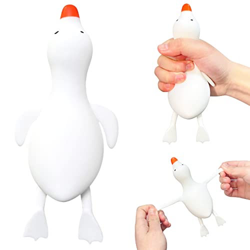 Kawaite White Duck Squishy Stress Dough Ball Animals Squeeze Fidget Toys for Kids and Adults Pull and Stretch Cute Duck Squeeze Stress Ball Squishy Toys for Anxiety Anger Autism ADHD - Image 1
