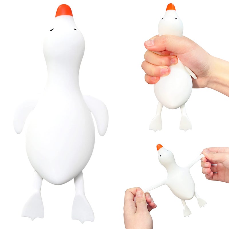 Kawaite White Duck Squishy Stress Dough Ball Animals Squeeze Fidget Toys for Kids and Adults Pull and Stretch Cute Duck Squeeze Stress Ball Squishy Toys for Anxiety Anger Autism ADHD - Image 3