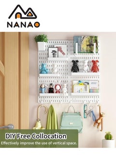 NANAO Pegboard Combination Kit, 4-Pack Pegboards and 18 Accessories Modular Hanging, Plastic Display Pegboard Panel Kits, Wall Organizer Organizer for Home, Office (White)  - Image 2