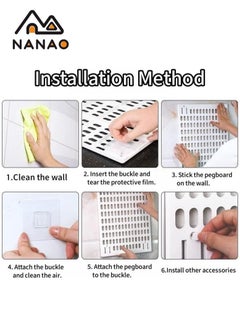 NANAO Pegboard Combination Kit, 4-Pack Pegboards and 18 Accessories Modular Hanging, Plastic Display Pegboard Panel Kits, Wall Organizer Organizer for Home, Office (White)  - Image 5