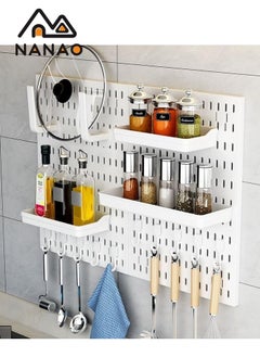 NANAO Pegboard Combination Kit, 4-Pack Pegboards and 18 Accessories Modular Hanging, Plastic Display Pegboard Panel Kits, Wall Organizer Organizer for Home, Office (White)  - Image 4