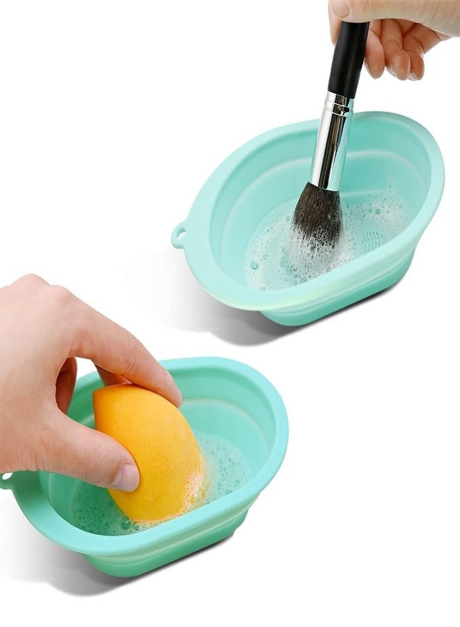 MEETDIP Makeup Brush Cleaning Mat/Bowl, Soft and Durable Silicone Cosmetic Cleaner Pad, Foldable Portable Washing Tool Scrubber with 4 Textures (1ps/Multicolour) (Pack Of 1) (po1) - Image 1