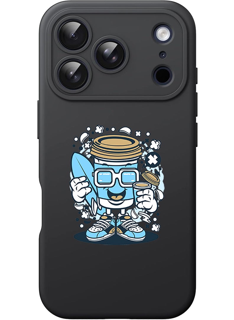 Theodor Protective Slim Fit Case Liquid Silicone Cover with Full Body Protection Anti-Scratch Shockproof Case For Apple iPhone 17 Pro Max (Black) Coffee can - Image 1