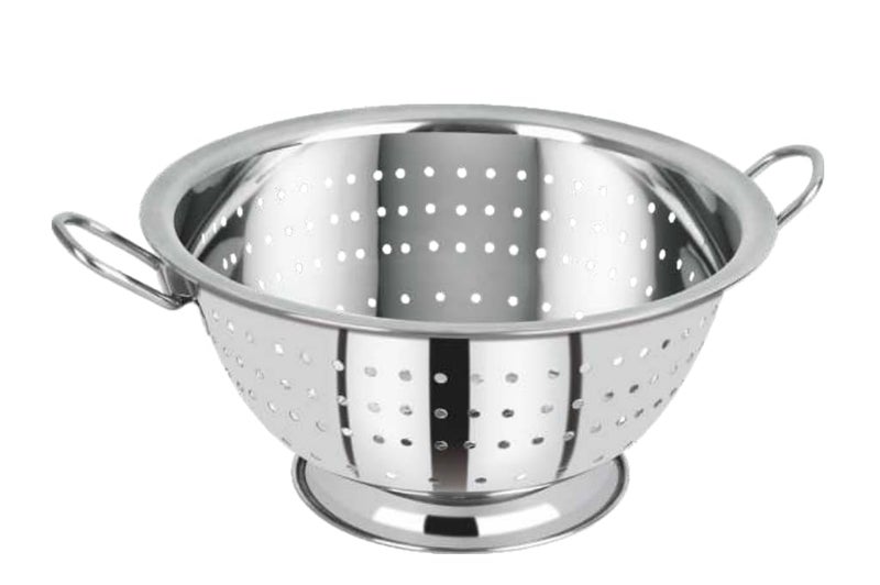 Marwall Stainless Steel Colander with Deep Perforated Bowl and Folding Handles Silver 205cm - Image 1