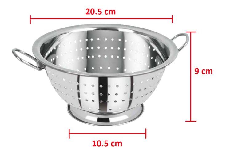 Marwall Stainless Steel Colander with Deep Perforated Bowl and Folding Handles Silver 205cm - Image 2
