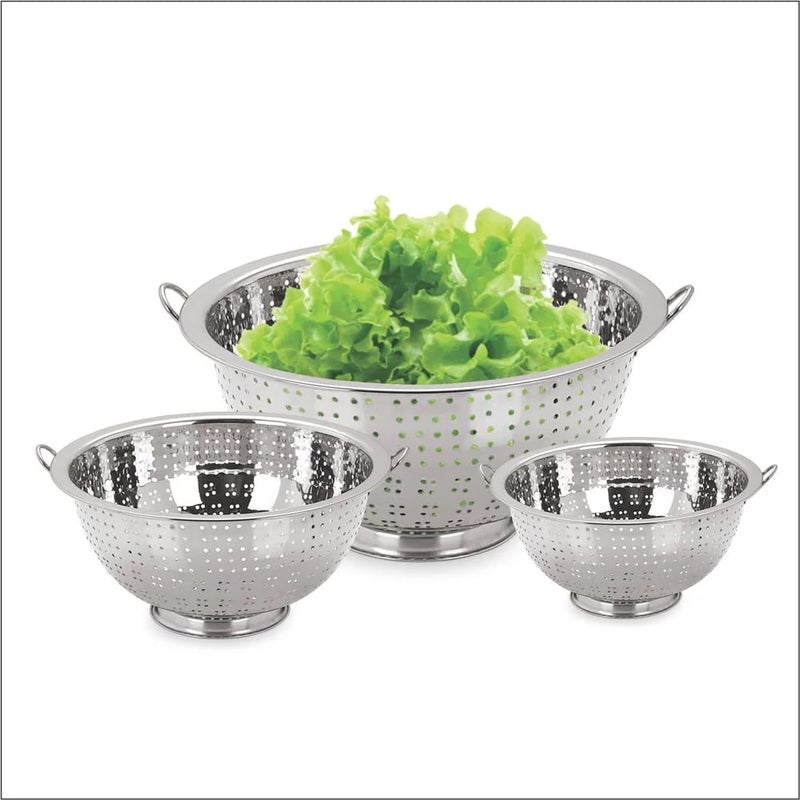 Marwall Stainless Steel Colander with Deep Perforated Bowl and Folding Handles Silver 205cm - Image 3