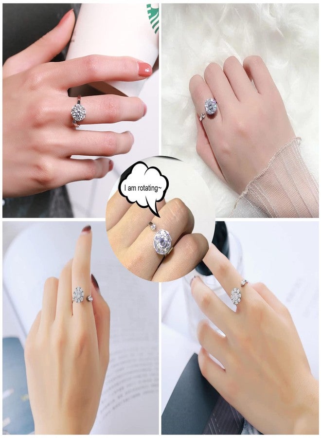 Honsny 6Pcs 14K Gold Plated Anxiety Rings for Women, Adjustable Spinner Anxiety Ring, CZ Butterfly Bee Moon Star Fidget Rings for Anxiety Stress Relief for Women - Image 4
