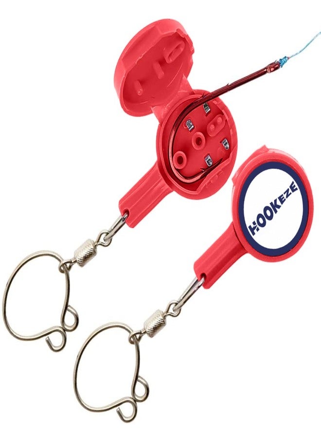HOOK-EZE 2023 Updated Design Fishing Gear Knot Tying Tool | Pack of 2 | Protect From Fish Hooks | Tie Fishing Knots Easily | Cool Gadgets | Ice & Fly Fishing Gifts for Beginner Anglers - Red - Image 1