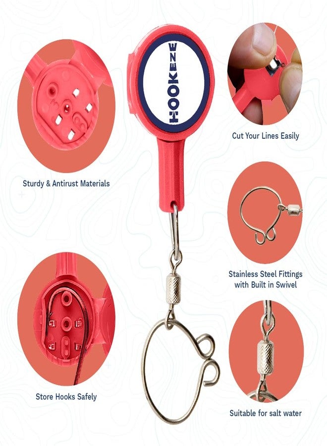 HOOK-EZE 2023 Updated Design Fishing Gear Knot Tying Tool | Pack of 2 | Protect From Fish Hooks | Tie Fishing Knots Easily | Cool Gadgets | Ice & Fly Fishing Gifts for Beginner Anglers - Red - Image 3