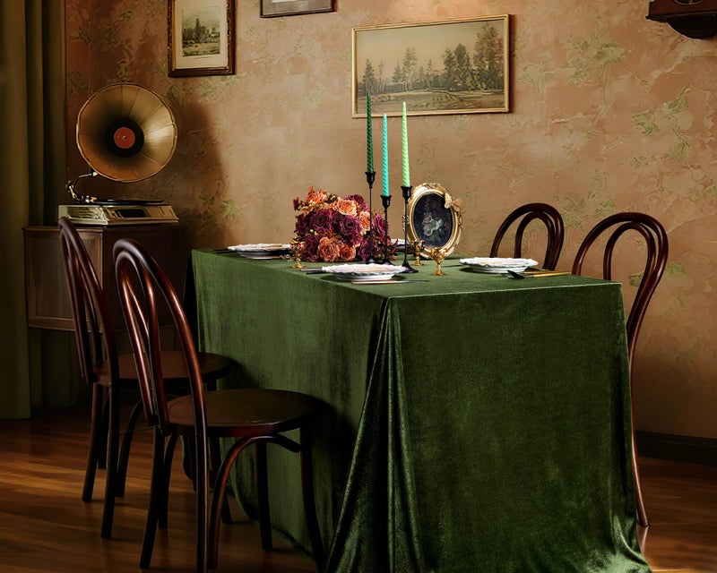 SoarDream Olive Green Velvet Tablecloth 60 x 102 Inch Lush Panne Rectangular Table Cloth for Banquet Party Wedding Baby Shower Decorations - Image 4